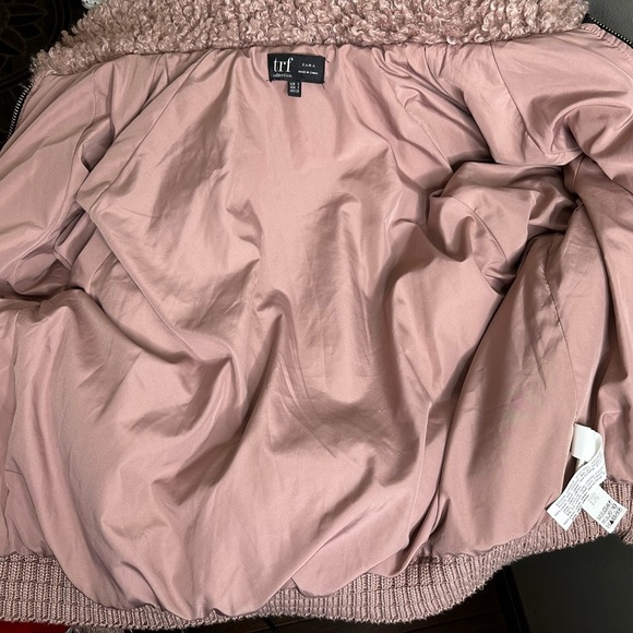 ZARA Pink Fuzzy Bomber Teddy Jacket. Size S - Picture 5 of 6